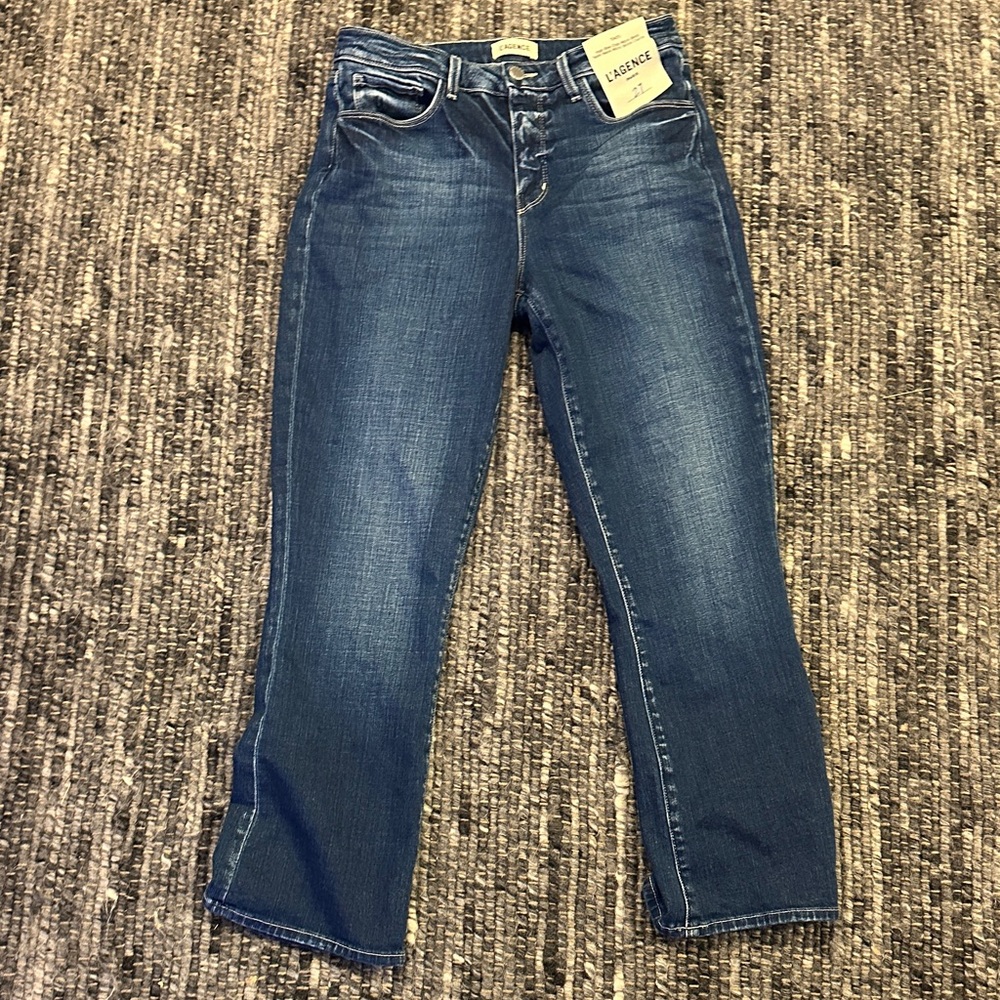 L'AGENCE Women's Straight Leg Jeans in Medium Blue Wash